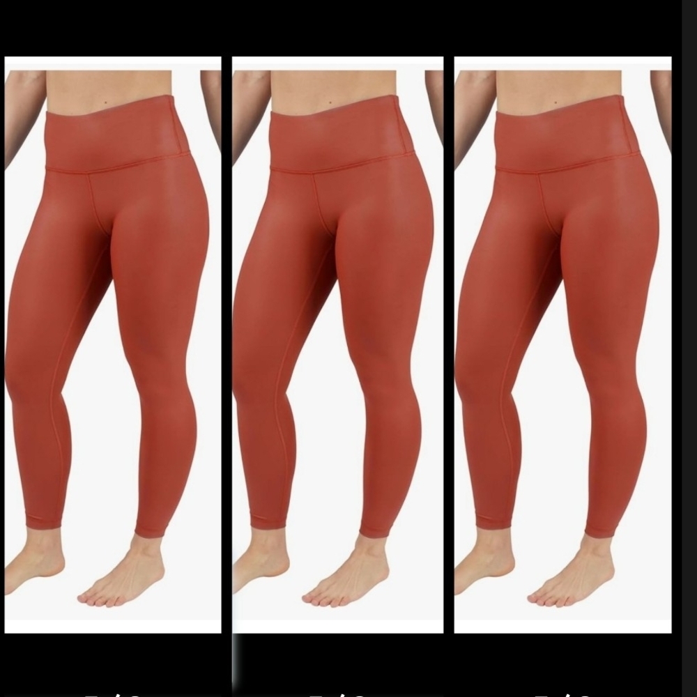2 Small 90 Degree By Reflex Womens High Waist High Shine Faux Leather Leggings